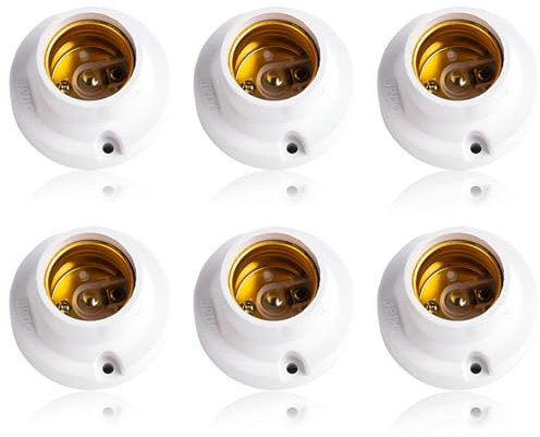 OMIGA Portalampada e27 6 Pezzi Portalampada da Soffitto max. 60W AC 220V Porta Lampada da Soffitto Adatto a tutti i tipi di luci a LED Bianco