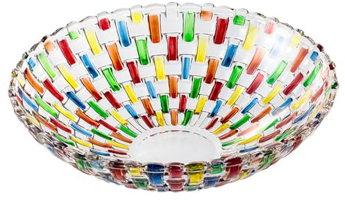 Frutero de vidrio trenzado de colores pintado a mano decorativo para el hogar la oficina bodas aperitivos de frutas postres 25 x 7, 6 cm