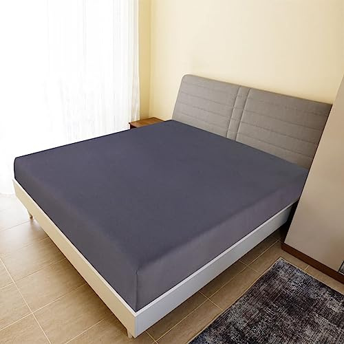 Lenzuolo Con Angoli In Jersey in Cotone, Morbido e Traspirante per Comfort Notturno, Lenzuola con angoli, lenzuolo con angoli, Adatto per Camera da Letto, Antracite, 160x200 cm
