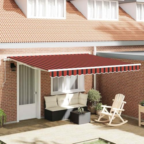 Articulated Arm Awning, Clamp Awning, Retractable Awning, Orange and Brown, 400 x 350 cm, for Balcony, Patio, Versatile Use