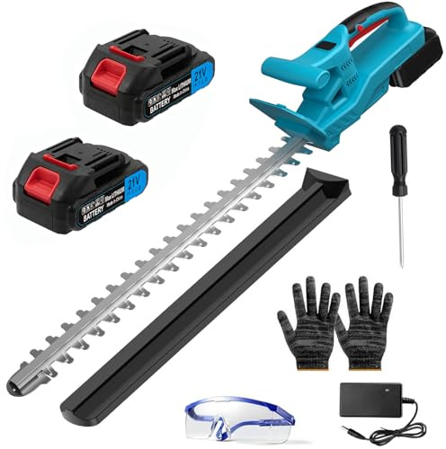 Taille-haie électrique sans fil pour batteries Makita 18 V, avec 2 batteries de 2000 mAh et chargeur, longueur de coupe de 51 cm, distance entre les dents de 15 mm, double lames de coupe, taille-haie