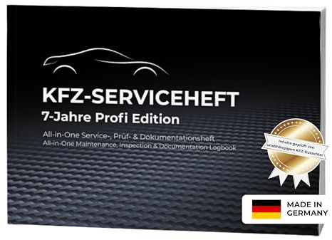 BLABER Car Service Book [All-in-One] - Universal Car Checkbook for Cars - 7-Year Professional Edition Including Maintenance Plan & Vehicle History - Accessories for Workshop - German / English - Made