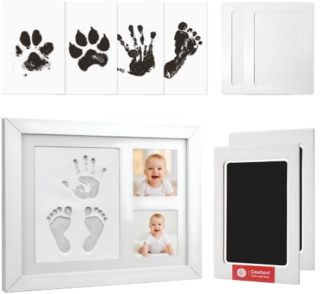 Impronta per bambini, con impronta di gesso per bambini, mani e piedi, con cornice, set di impronte di zampe per cani, set di impronte di zampe per gatti, adatto per neonati, animali domestici