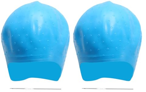 Ipetboom Set 2 Cuffie in Silicone per Mèches e Tintura Chioma, Cappelli Coloranti Riutilizzabili con Aghi Metallici, Adatti per Uso Professionale e Domestico