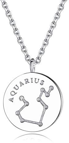 VIKI LYNN Collier Pendentif Homme Femme de Série Douze Constellations en Argent Fin 925 et Zircon Idée Cadeau Bijoux Fantaisie 12 Signes du Zodiaque Astrologique pour Garçon Fille