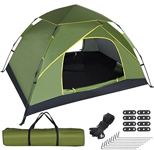 GEEDIAR 3-4 Person Instant Pop Up Tent, Portable Dome tent Waterproof 3000mm Quick Pitch Camping Tent with UV Protection, Lightweight Dome Tent for Festivals, Garden, Fishing & Beach