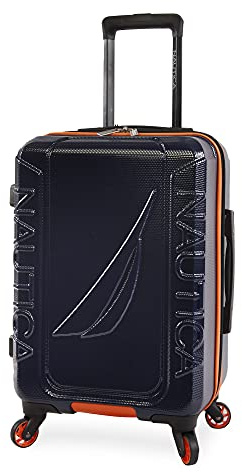 Nautica Valise Rigide à roulettes pivotantes en Bouleau, Bleu Marine/Orange, Carry-on 21-inch, Valise Rigide à roulettes pivotantes en Bouleau