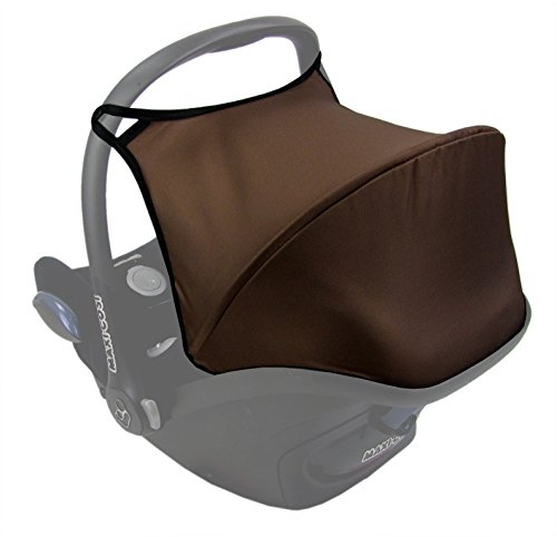 BAMBINIWELT Sonnenverdeck Sonnendach Sonnenschutz für Babyschale kompatibel mit Maxi Cosi CABRIO-FIX + GRATIS Gurtpolster (braun)