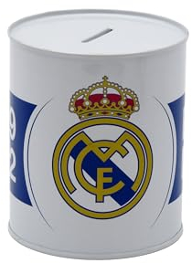 CyP Brands Real Madrid- Salvadanaio in metallo, sigillato, salvadanaio medio, colore bianco, prodotto ufficiale