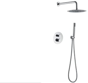 IMEX - Conjunto de ducha termostática empotrado pared, Kit Termostático Ducha Empotrado 2-Vías - Grifería baño SERIE LINE Cromo - GTD038