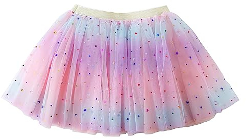 Jastore Girls Layered Rainbow Tutu Skirt Dance Dress Ruffle Tiered Clubwear(Peach+Pink,2-6 Years)