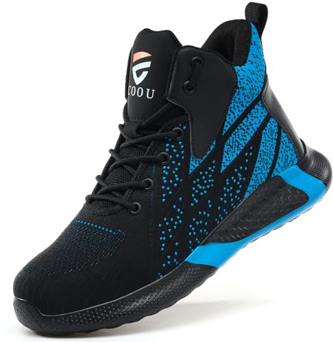 COOU Chaussures de Sécurité Hommes Femme Montante Légère Basket de Securite | Respirantes, Confortables, Bottines de Travail Embout Acier – Idéales pour Entrepôt, Logistique, Atelier & Chantier