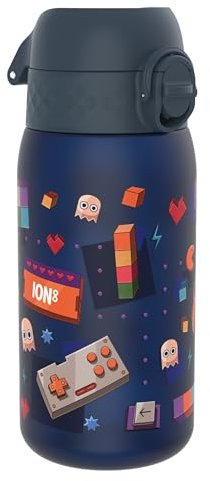ION8 Gourde Enfant, 350ml, Anti-Fuite, Facile à Ouvrir, Verrouillage Sécurisé, Lavable en Lave-Vaisselle, Sans BPA, Poignée de Transport, Facile à Nettoyer, Carbone Neutre, Motif Joueur
