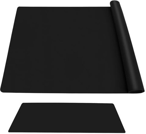DeJivsin Grande Tappetino Silicone 70 x 50 cm, Tappetino Silicone Cucina Nero, Antiscivolo, Antiaderente, Resistente al calore, Riutilizzabile per Impastare, Foglio Antiaderente per Piani di Lavoro