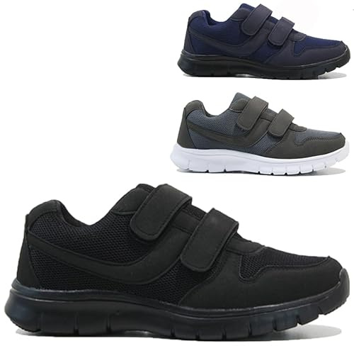 Men's Non-Slip Memory Foam Running Shoes - Wide Fit Walking & Running Trainers | Lightweight, Comfortable Gym (Black, UK Footwear Size System, Adult, Men, Numeric, Wide, 9)