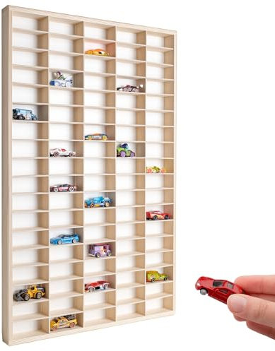 Creative Deco Setzkasten Holz Sammlervitrine für Autos - 90 verstellbare Fächer Vertikales Wandregal für Miniaturen | Schaukasten Vitrine Hängend Sammelbox Sammelvitrine Sortierbox 78,8 x 50 x 4,5 cm