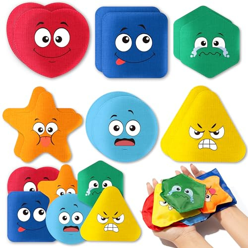 EYxsaxenk Emotional Shapes Colors Nylon Bean Bags Tossing Game Toy for Kids