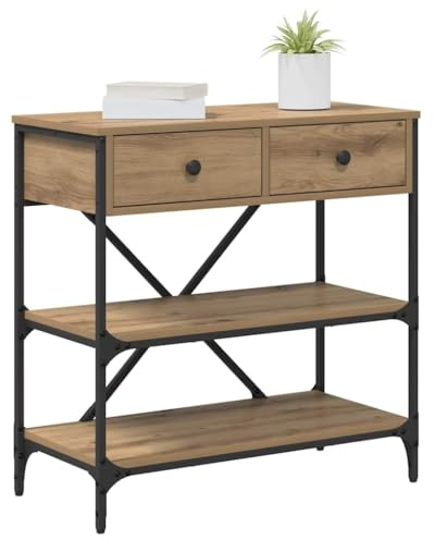 vidaXL Konsolbord med låda med hylla Övrigt med lagring artisan ek, Modern Konsolbord, industridesign, trälådor, smal förvaringsmöbel, funktionell accent, platsbesparande