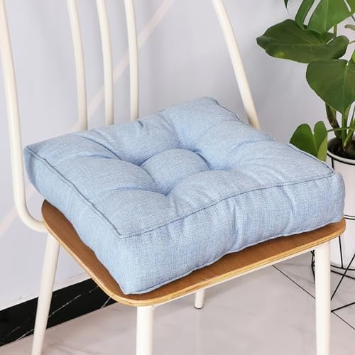 Genérico Cojín de Asiento para Silla, Acolchado Grueso/Cojín de Suelo para Interior y Exterior para casa, jardín, Oficina y Asientos de Coche (Azul Claro, 2 piezas-40x40cm)