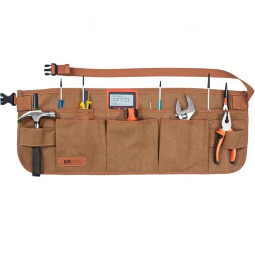 Canvas Work Tool Apron 10 Pockets Waist Apron for Men Women,Adjustable Buckle Closure Tool Bags for Outdoor Work, Woodworkers, Artists and Craftspeople M-XXL