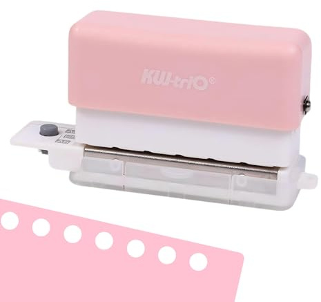 Adjustable 6 Hole Punch with Positioning Mark, Portable 6 Hole Puncher for Binder, 5 Sheet Capacity, Reduced Effort Paper Puncher for 30 Holes on A4, 20 Holes on A5, 26 Holes on B5,Pocket Size