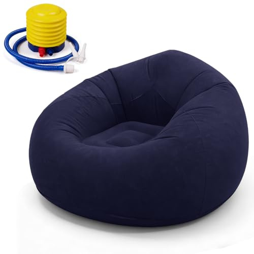 Zinueen Aufblasbares Sofa & Sessel, Sitzsack aufblasbar – Komfortables Klappsofa für Wohnzimmer, Camping & Garten, Schnell Aufblasbar & Waschbar, Einzelsessel für Entspannung & Freizeit (Blau)