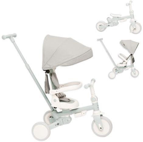Triciclo Evolutivo 5 en 1 Olmitos by Tutete para Bebés y Niños 12 Meses a 6 Años | Convertible en Bicicleta con o sin Pedales | Mango de Empuje, Cinturón 5 Puntos, Capota y Plegado Compacto