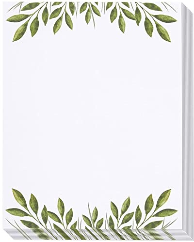 Leaf-Themed Stationery Paper Set - 8.5 x 11 in, 48 Pack - Single-Sided Decorative Writing & Printer Paper for Letters, Notes & Announcements