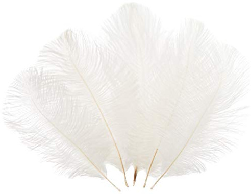 Sowder Strutsfjädrar, plym för bröllop, bordsdekoration och heminredning, 15–20 cm (6–8 tum), paket med 10 st (vit)