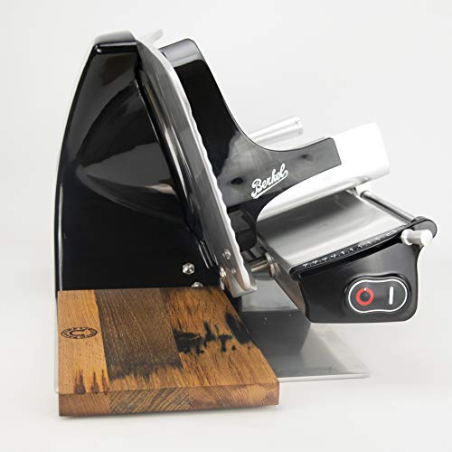 Berkel Home Line 250 Premium affettatrice + Panno lucidante Premium, nero, nuovo modello 2022, bianco a scelta con tagliere + 30x18 Fassholzbrett