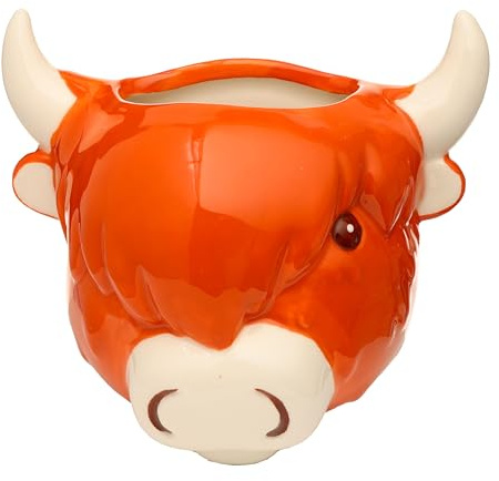 Puckator Ceramic Highland Coo Cow Head Wall Planter Plant Pot - Indoor Decorative Plant Pots - House Plant Basket Pot Gifts - Home Decoration Gift - Planter Planters For Women - Flowerpot