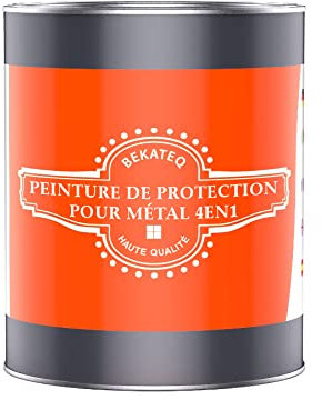BEKATEQ LS-570 Peinture métal 4en1 I Peinture fer et acier 1l Jaune narcisse I Apprêt + Peinture antirouille + Couche intermédiaire + Couche de finition I Pour toiture, fenêtres, portes, clôture