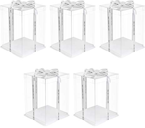 jojofuny 5 Stück Tortenschachtel Kuchenbox Tortenkarton cake box Tortenbox Konditorkarton Eckige Transparente Kuchentransportbox Geburtstagstortenbox für Hochzeit Baby Geburtstag Party