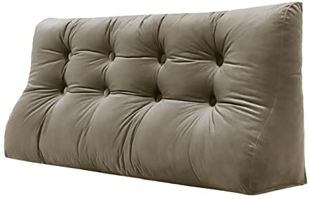 VERCART Rückenkissen Lang Keilkissen Hohen Rückenlehne Kissen Wandkissen Lesekissen Nackenstüzkissen Lendenkissen fü Bett Kopfteil Gepolstert Sofa mit Waschbar Bezug Samt 140cm Hellbraun
