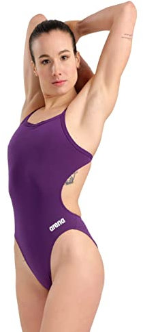 Arena Solid Challenge Team Maillot de Bain Femme, Maillot de Bain Femme à Séchage Rapide en Tissu MaxLife Eco avec Résistance Maximale au Chlore et Protection UV UPF 50+