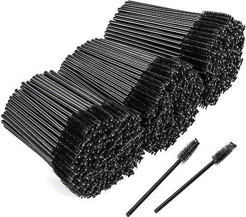 BTYMS 500 Pieces Disposable Mascara Wands Eyelash Brush Brow Brushes Applicators Lash Spoolies for Eye Lash Extension - Black