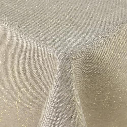 Spotjoy Glitzer Leinenoptik Tischdecke Abwaschbar Rechteckig 100 x 140 cm Tischtuch Lotuseffekt Wasserabweisend Tischwäsche Fleckabweisend, Leinen