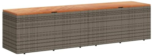 vidaXL Caja de Almacenaje de Jardín, Cofre de Almacenaje, Asiento Banco Exterior, Baúl para Juguetes Patio, Madera Acacia Ratán Gris