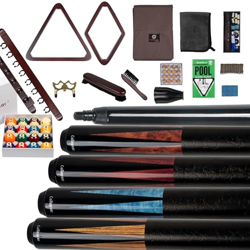 Collapsar Pool Table Accessories Kit, Premium Pool Stick & Retractable Cue Bridge, Billiard Balls Set &Table Covers, Ball & Cue Racks and Other Billiard Accessory