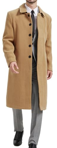 Manteau long d'hiver chaud en laine et cachemire pour homme Camel