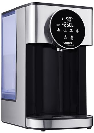 Cooks Professional Digital Hot Water Dispenser 2600W with 4L Tank | Energy Saving Fast Boil | Adjustable Dispense & Temperature | Boil Dry Protection | Descale Function & Water Filter | Silver