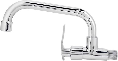 Rubinetto Singolo per Acqua Fredda a Parete, Rubinetto Girevole a 360 Gradi per Uso Cucina, Realizzato in Ottone e Acciaio Inossidabile (LQ-3093 20 cm)