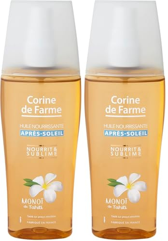Corine de Farme Huile Après-Soleil Nourrissante et Hydratante Corps et Cheveux, Apaise, Hydrate, Prolonge le Bronzage, Répare les Cheveux, Parfum des Îles - 150 ml (Lot de 2)