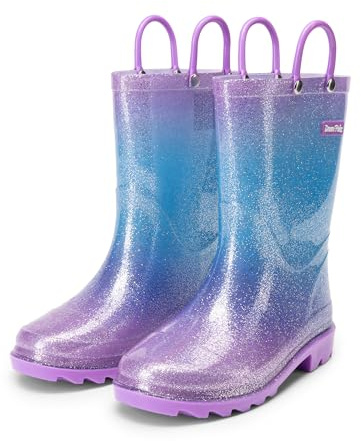 DREAM PAIRS Kids Bottes de Pluie pour Enfants,Violet/Rose/Bleu,26.5