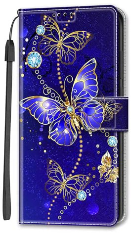 Dfjhure for Samsung Galaxy A16 Case Leather Flip Wallet Phone Case Cover Silicone Shockproof Bumper Cover Stand View Cover with Card Slots Phone Case For Samsung Galaxy A16 5G/4G- Butterfly