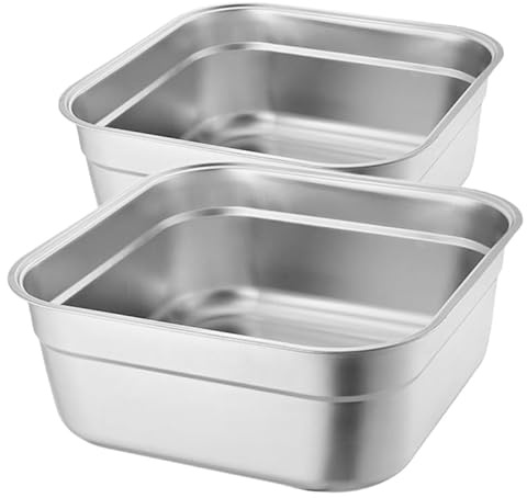 Gatuida 2piezas Lavabo Cuadrado De Acero Inoxidable De Fregadero Para Lavar Platos Duradero Para Uso Diario Cocina y Hogar