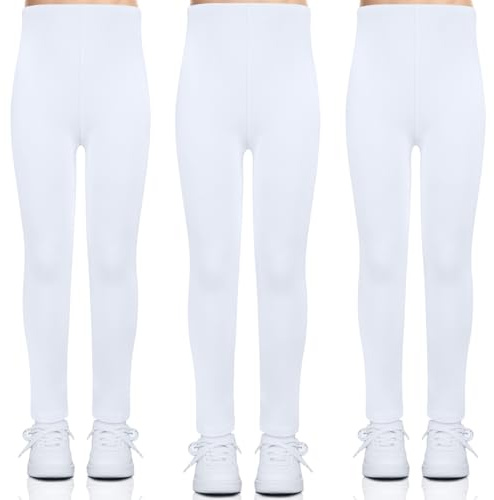 KOOOGEAR 3 Stück Leggings Mädchen High Waist,Kinder Sportleggins Lange Weich Elastische Sporthose Hose für Tanz Yoga Alltag (DE/NL/SE/PL, Alter, 11 Jahre, 12 Jahre, Regular, Standard, 3 Stück Weiße)