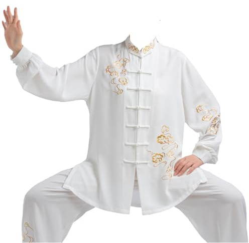 GoldeneAmeisen Uniforme de Tai Chi pour Femmes,Tenues de Kung Fu,Vêtements d'arts Martiaux en Coton et Lin,Hommes Femme Costume de Tang Chinois Traditionnel,Fluide Et éLéGant,pour Exercices Matinaux