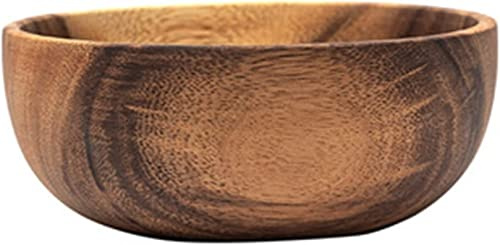 Träskål for frukt, salladsskål, naturlig träskål for nudelskål, porslin i trä, risskål for hushållsfrukt, midor(18x7.5cm)