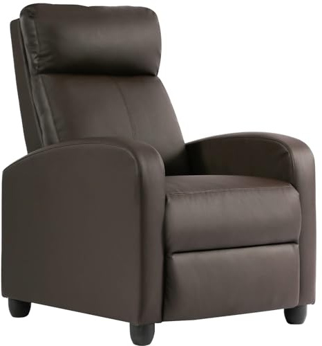 FDW Recliner Chair Single Reclining Sofa Leather Chair Home Theater Seating Living Room Lounge Chaise with Padded Seat Backrest (Brown)